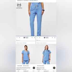 Figs 2 tops + 1 bottom Ceil Blue Scrub Set